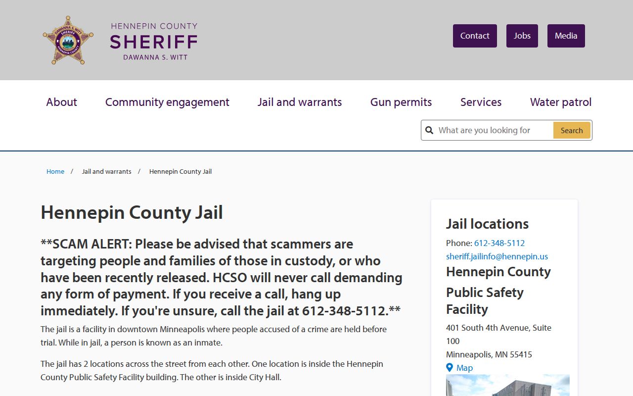 Hennepin County Jail release and facility information