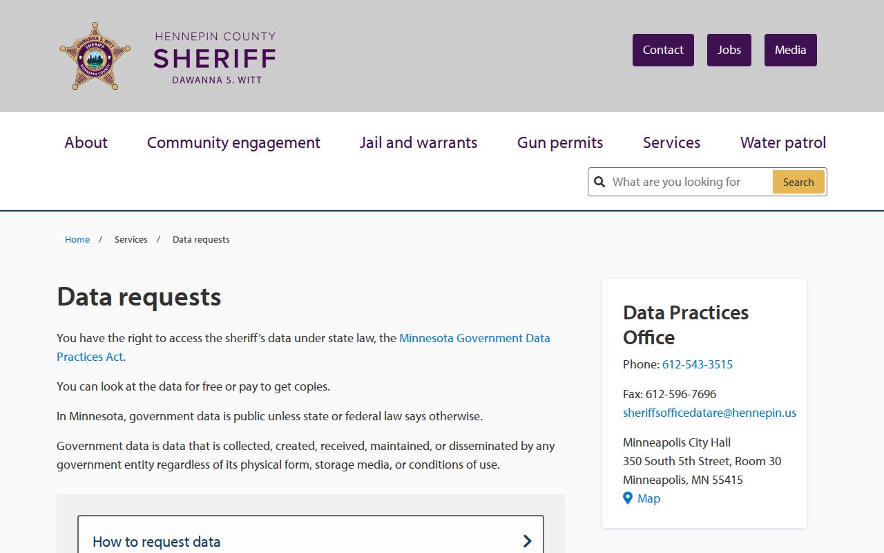 Hennepin County release record request method and fees